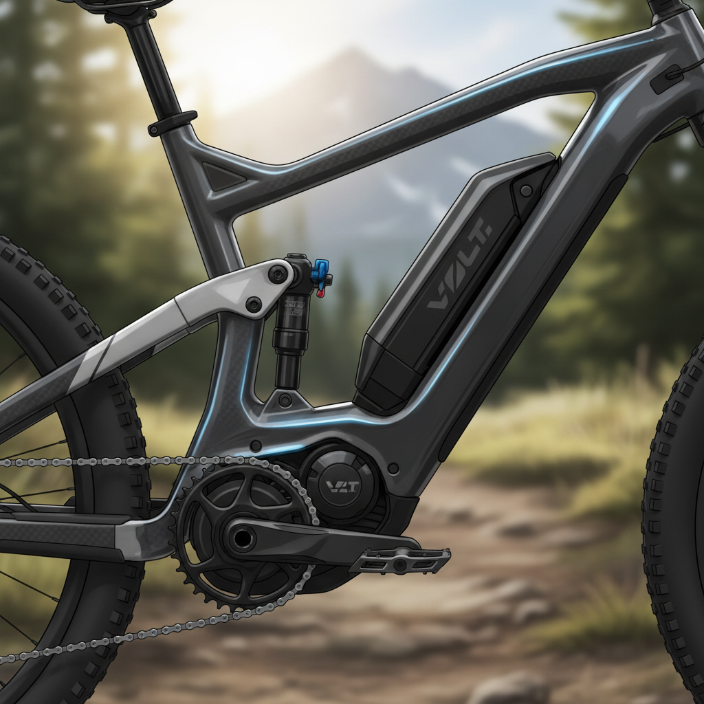 Detalhe do motor eMtb integrado, ilustrando a tecnologia avançada por trás da assistência elétrica.