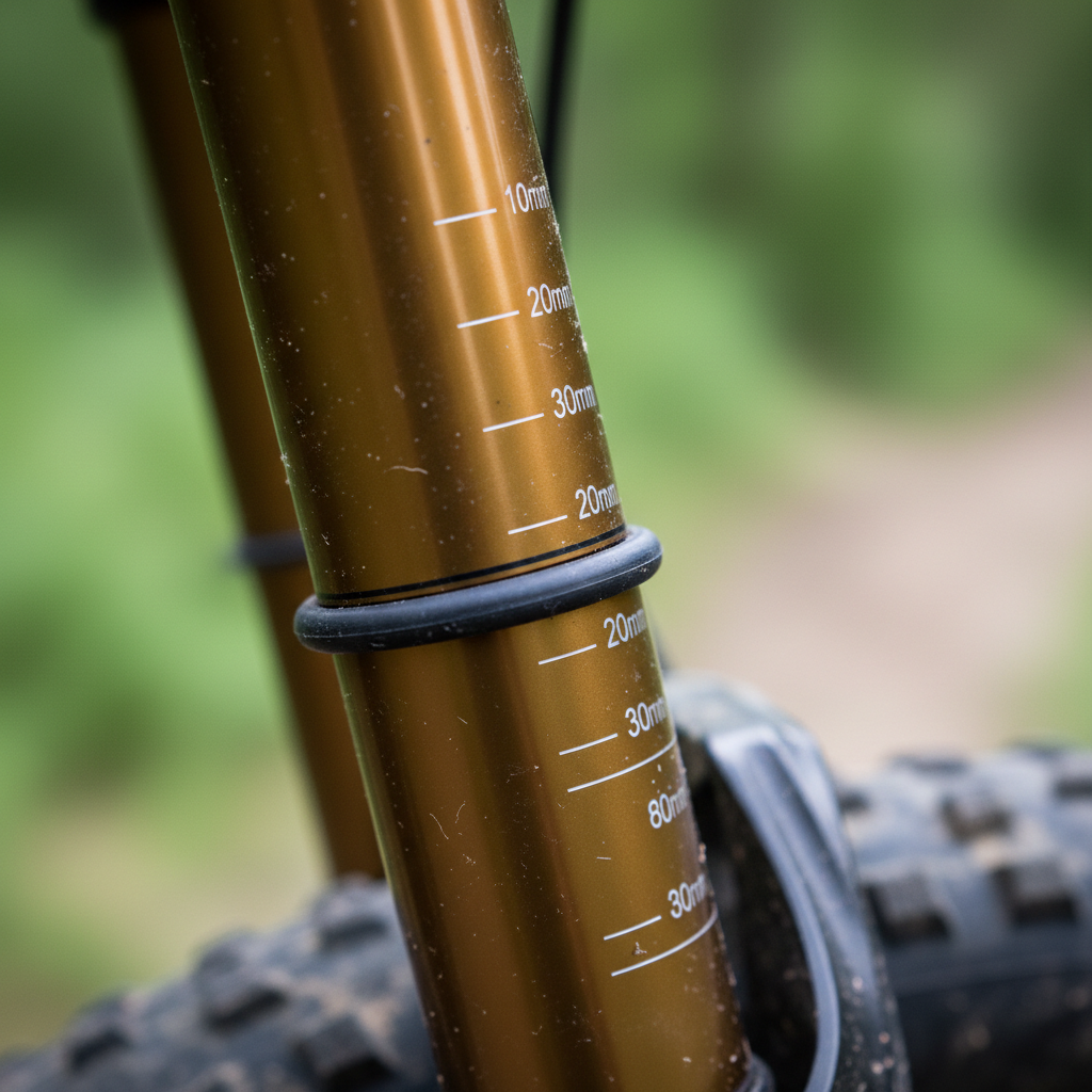 O uso do anel de borracha (O-ring) é essencial para medir o Sag corretamente e entender o curso da suspensão.