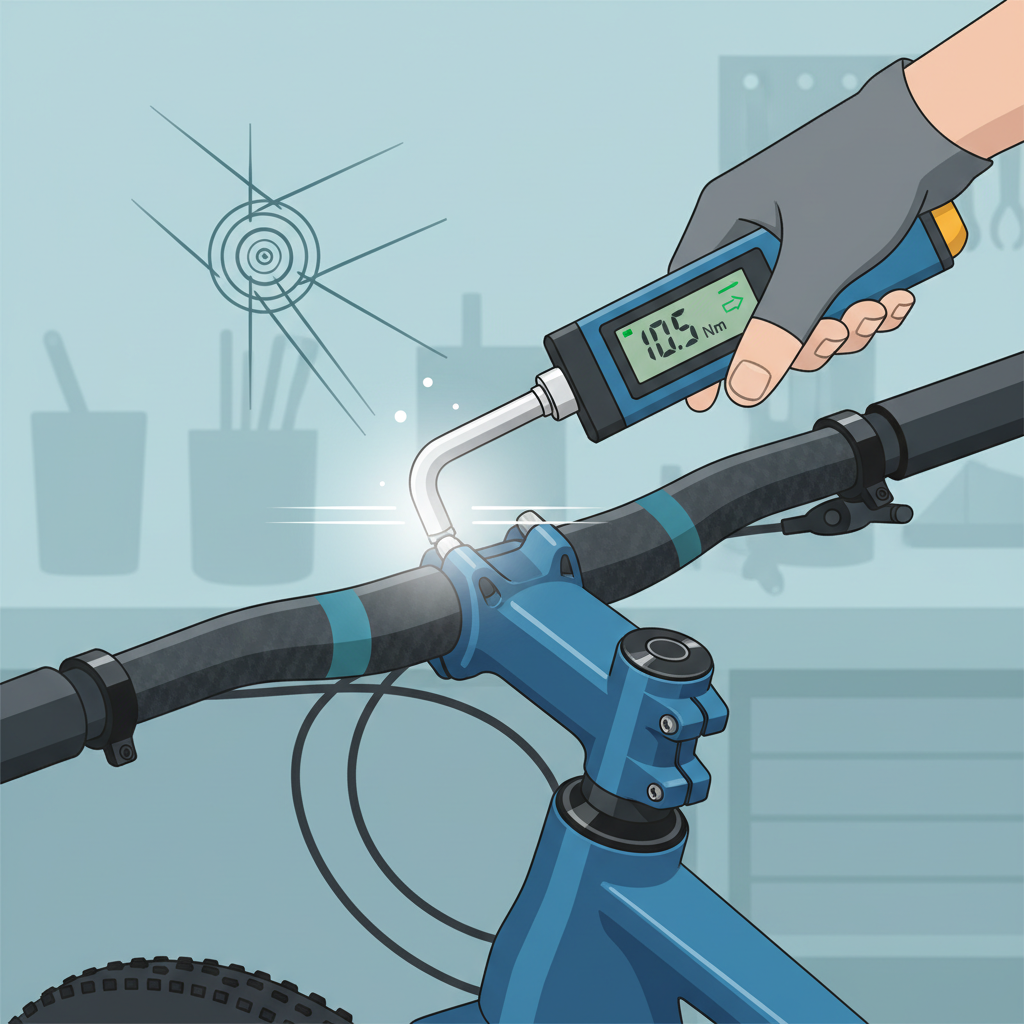 Verificação de parafusos com um torquímetro, um passo crucial para garantir a segurança e evitar danos por aperto incorreto.