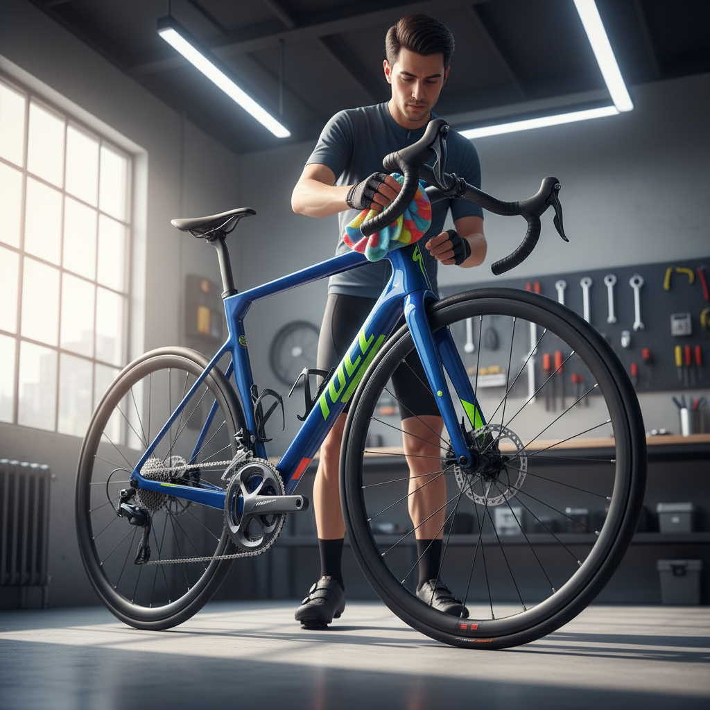 Secagem correta da bike com pano de microfibra para evitar manchas e ferrugem nos componentes.