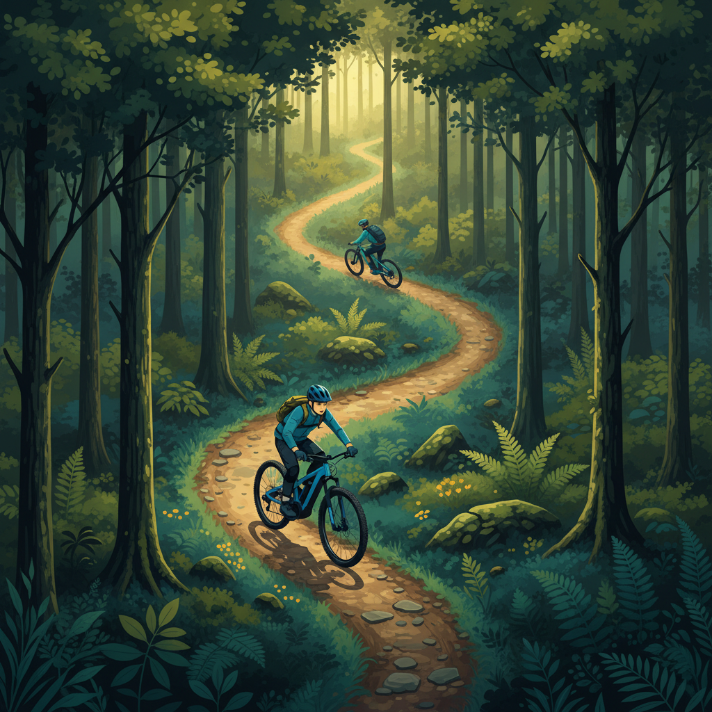 Uma e-MTB permite aos ciclistas explorar trilhas desafiadoras com mais facilidade e desfrutar da natureza.