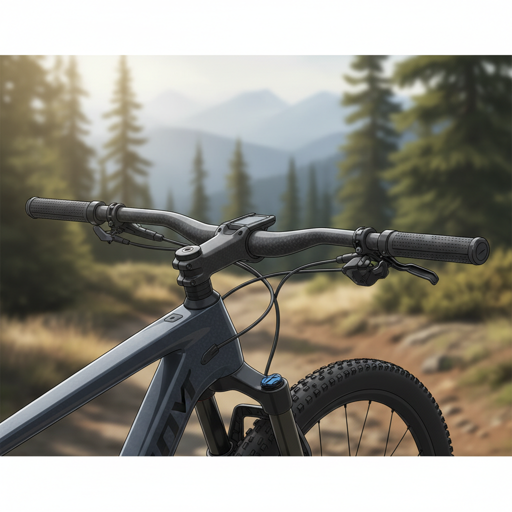 Vista aproximada de um cockpit integrado de alta performance, destacando o roteamento interno dos cabos e o design aerodinâmico.