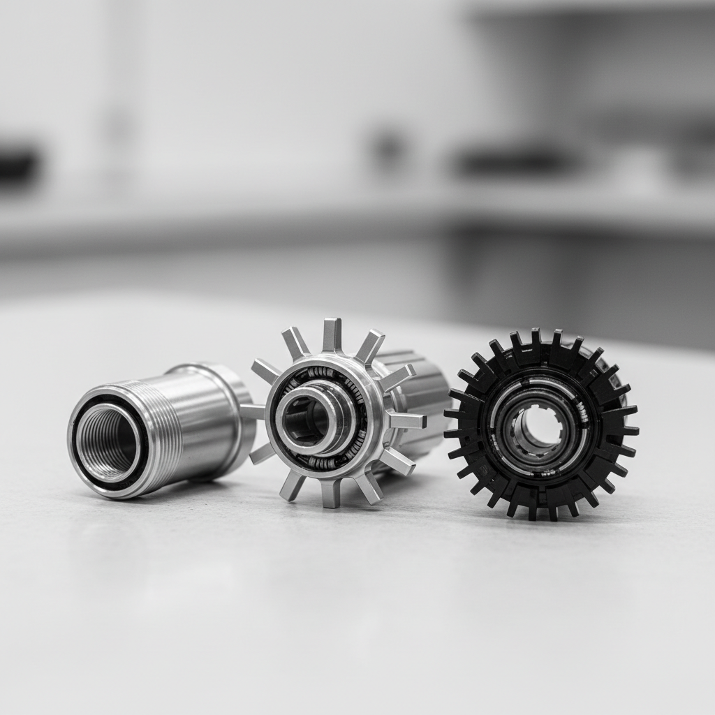 Diferentes tipos de freehubs de MTB: Shimano HG, SRAM XD e Shimano Micro Spline.