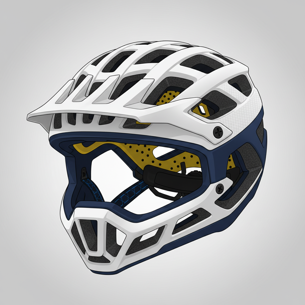 Capacete de Mountain Bike moderno com tecnologias avançadas de ventilação e proteção MIPS.