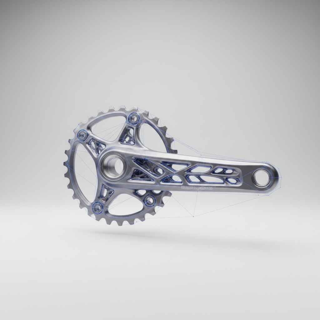 O design generativo impulsiona a criação de peças de MTB mais leves e otimizadas.