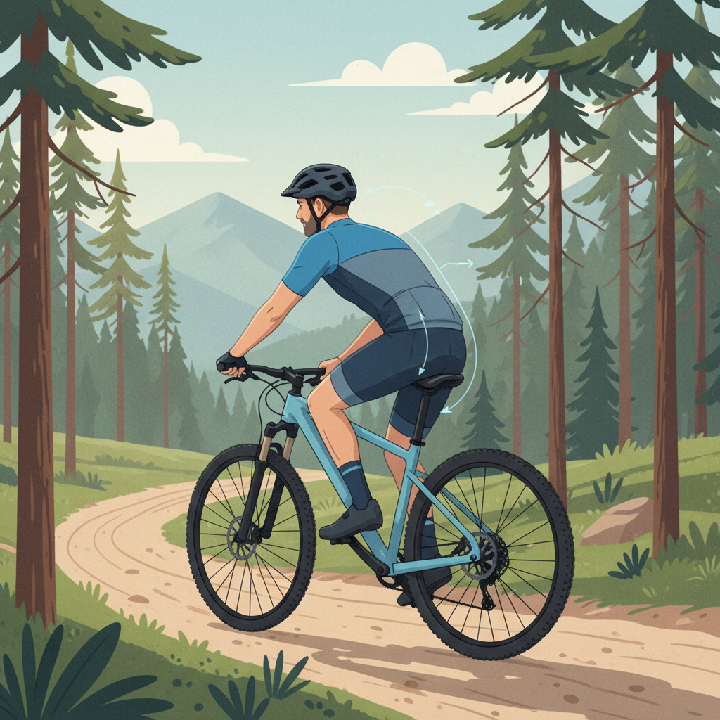 Ciclista desfrutando de uma pedalada confortável, evidenciando a importância do design ergonômico do selim na postura do corpo.