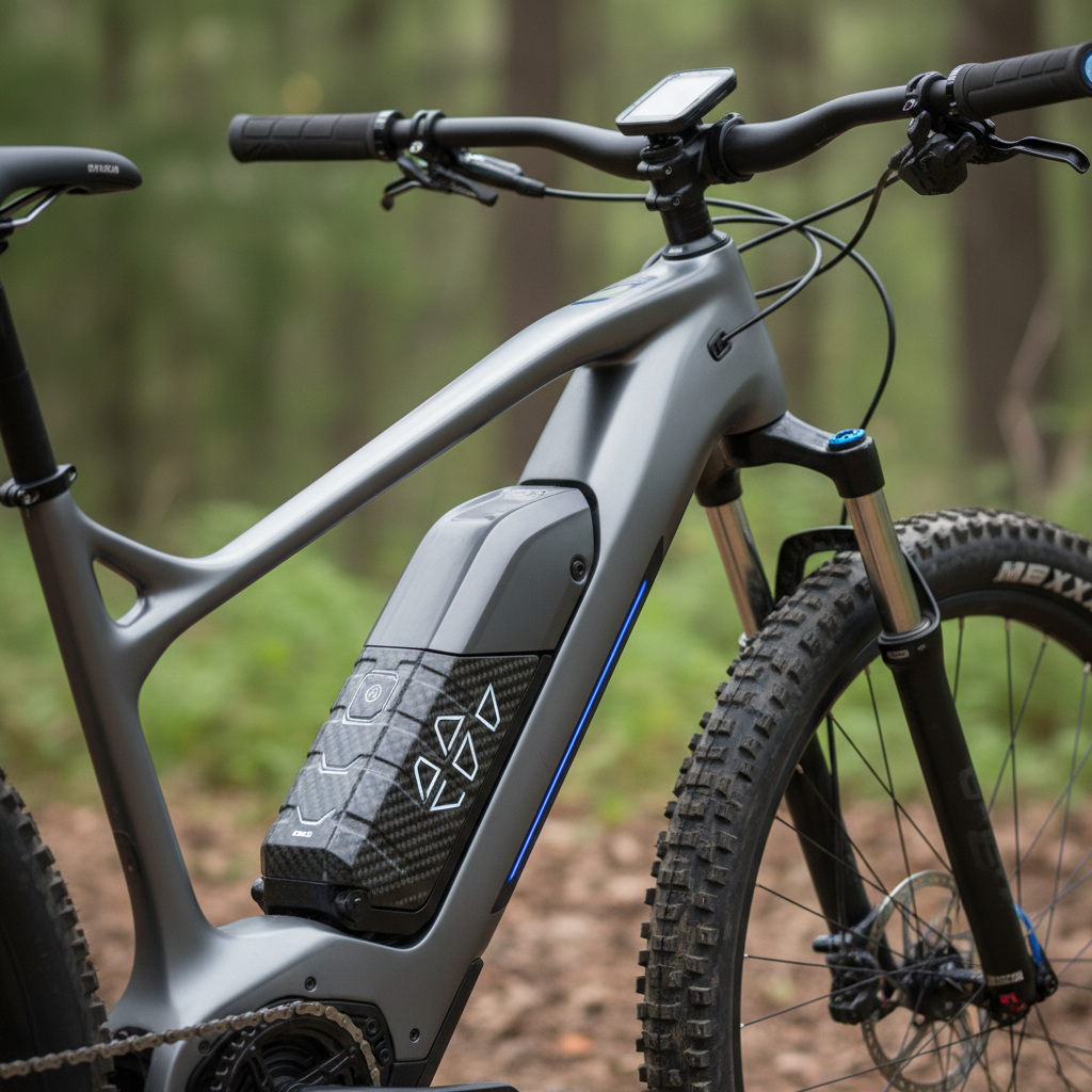 Detalhe de um motor de E-MTB avançado, destacando a integração inteligente e as inovações tecnológicas que beneficiam tanto bicicletas adaptadas quanto convencionais.