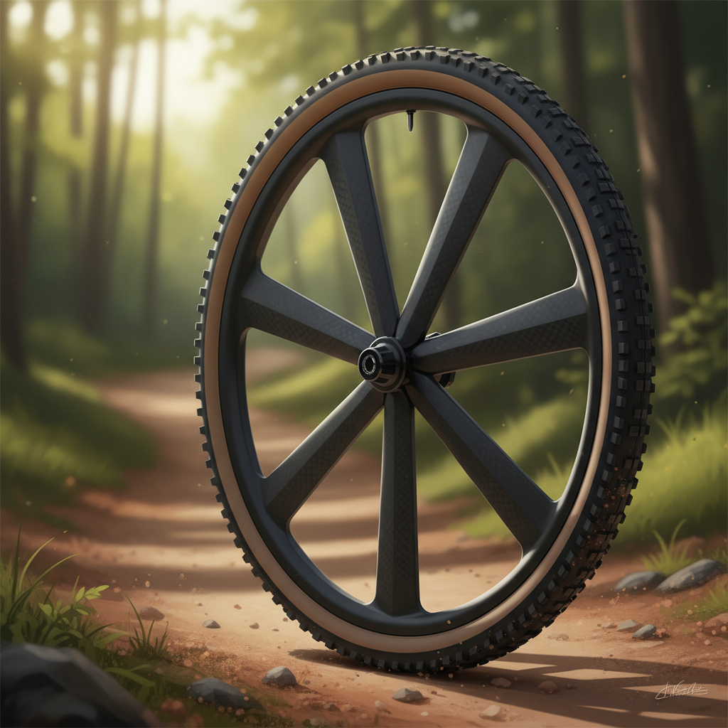 Rodas de mountain bike com aros de perfil mais alto e raios planos, projetadas para reduzir o arrasto aerodinâmico.