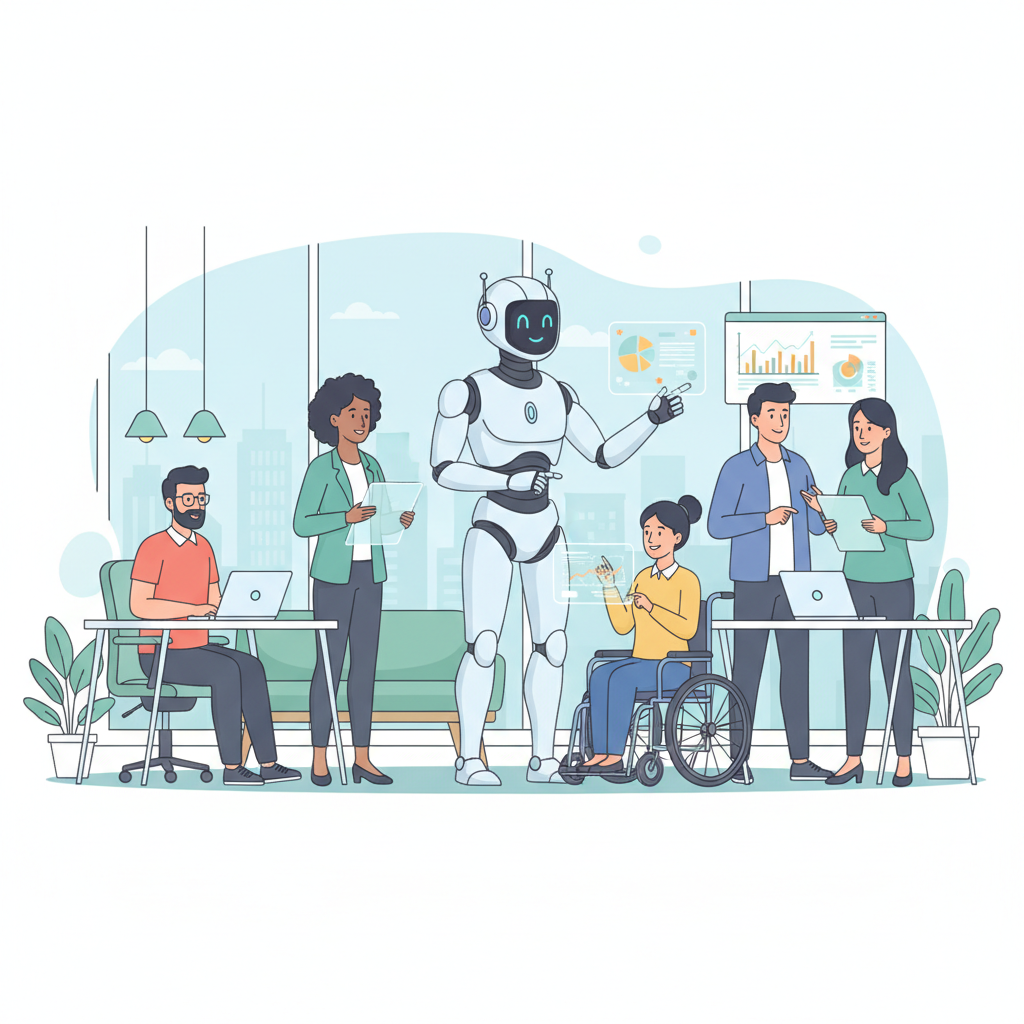 A IA como facilitadora da interação e colaboração em equipes diversas.
