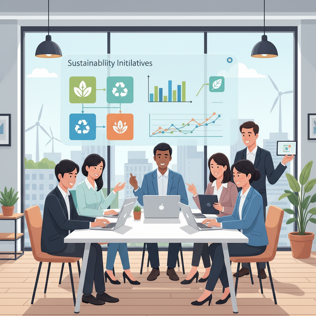 Equipes de RH diversas e engajadas colaboram para implementar iniciativas de sustentabilidade.