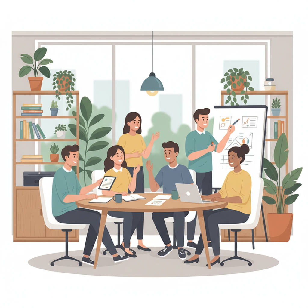 Um ambiente de trabalho otimizado e colaborativo é essencial para a produtividade cerebral, minimizando distrações e promovendo o bem-estar.