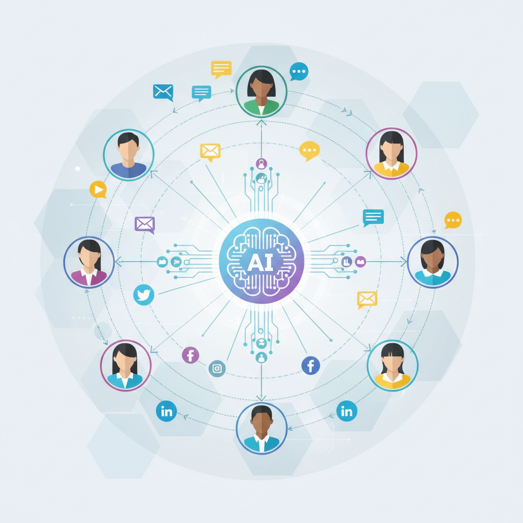 A interconexão de canais de comunicação interna e externa otimizada pela inteligência artificial para maior engajamento.