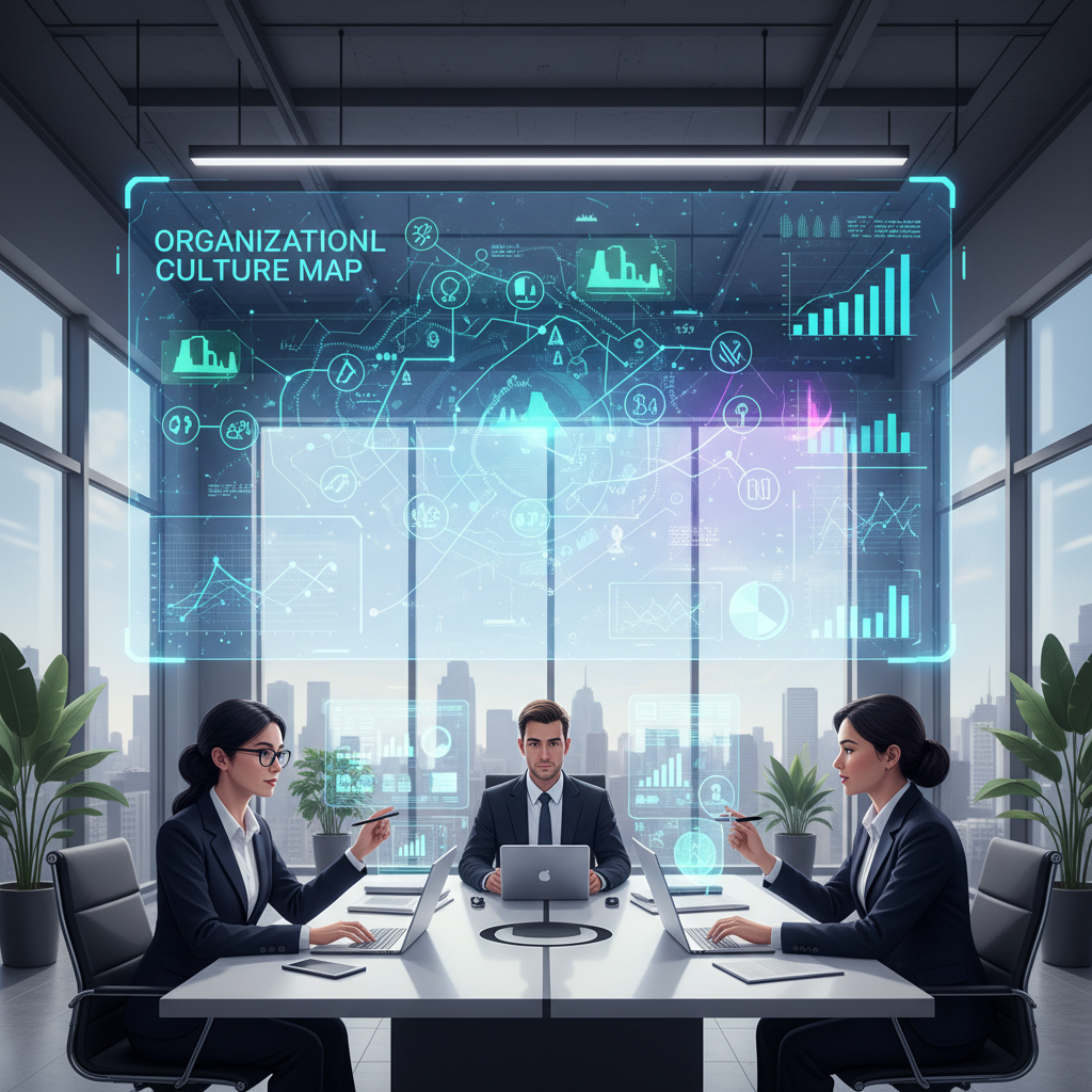 O RH estratégico utilizando tecnologia e dados para mapear as camadas da cultura organizacional, desvendando padrões e direções para o futuro.